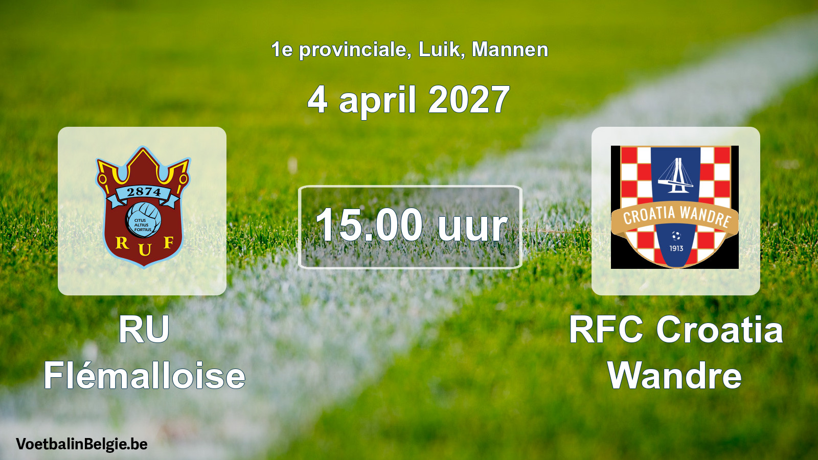 Geplande wedstrijd mannenvoetbal: RU Flémalloise - RFC Croatia Wandre (4 april 2027)