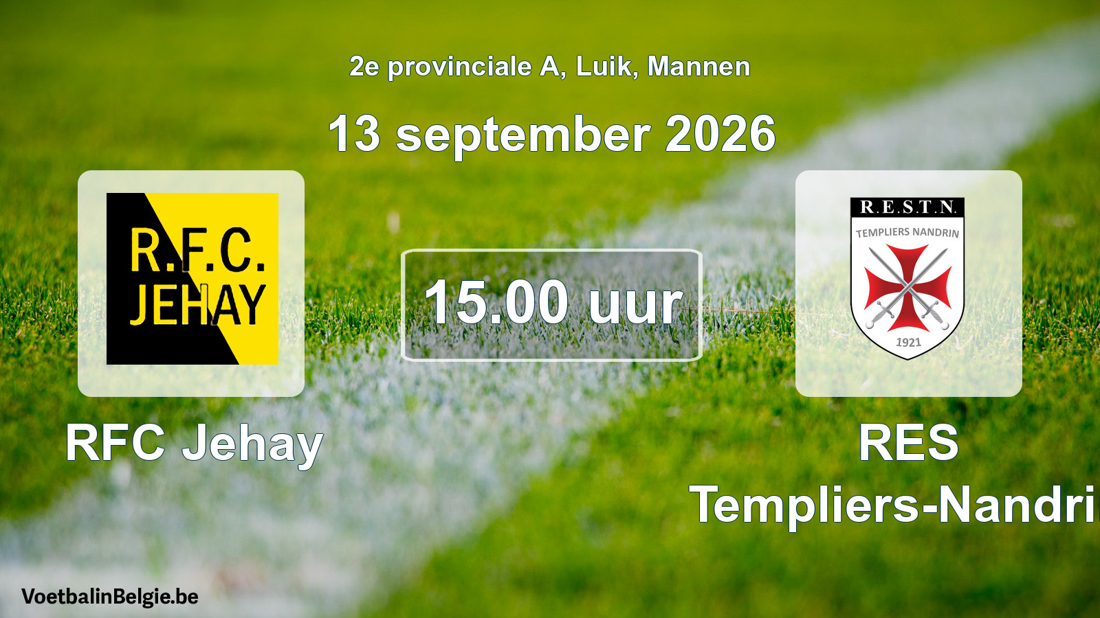 Geplande wedstrijd mannenvoetbal: RFC Jehay - RES Templiers-Nandrin (13 september 2026)