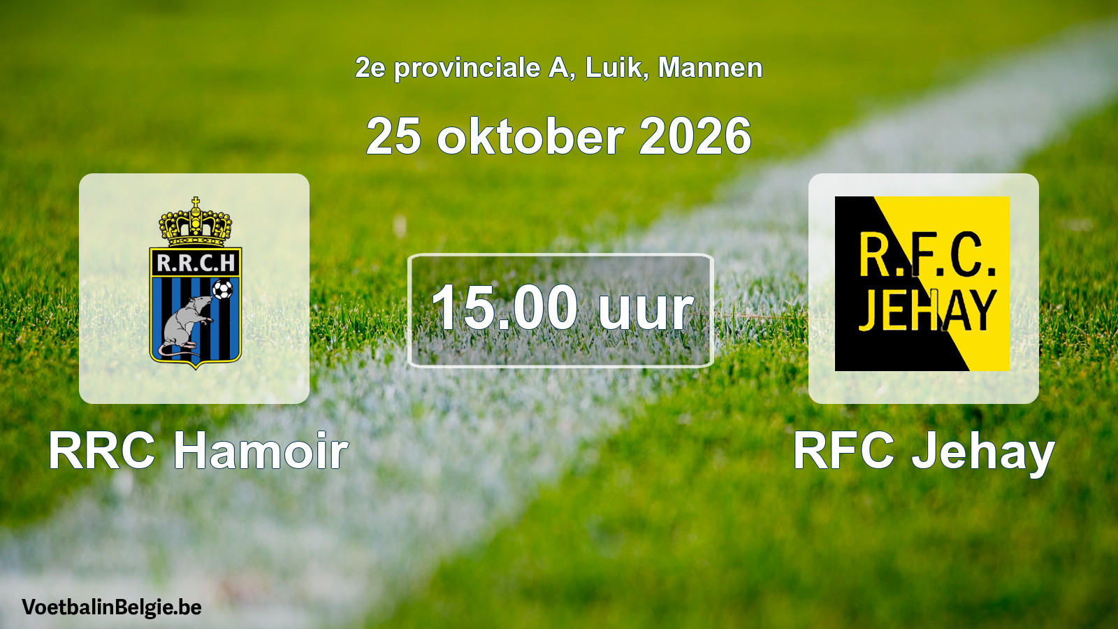 Geplande wedstrijd mannenvoetbal: RRC Hamoir - RFC Jehay (25 oktober 2026)