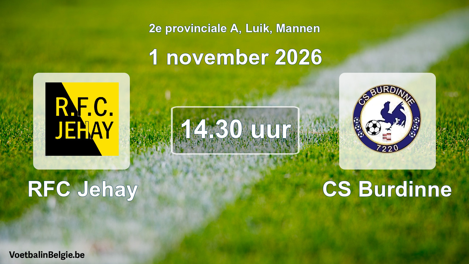 Geplande wedstrijd mannenvoetbal: RFC Jehay - CS Burdinne (1 november 2026)