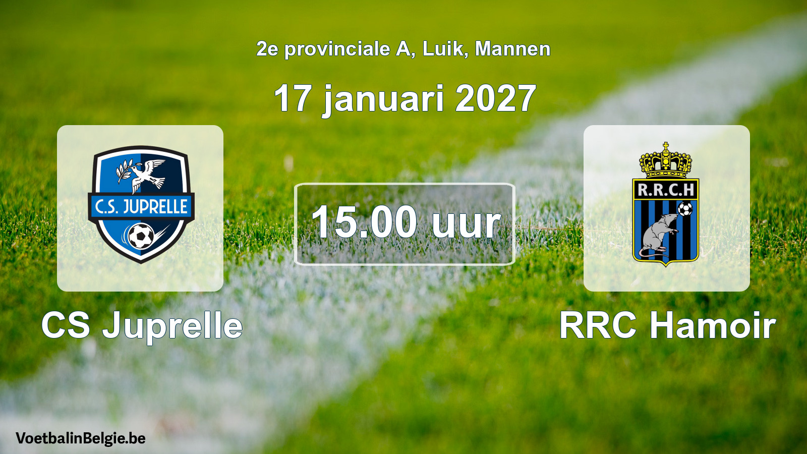 Geplande wedstrijd mannenvoetbal: CS Juprelle - RRC Hamoir (17 januari 2027)