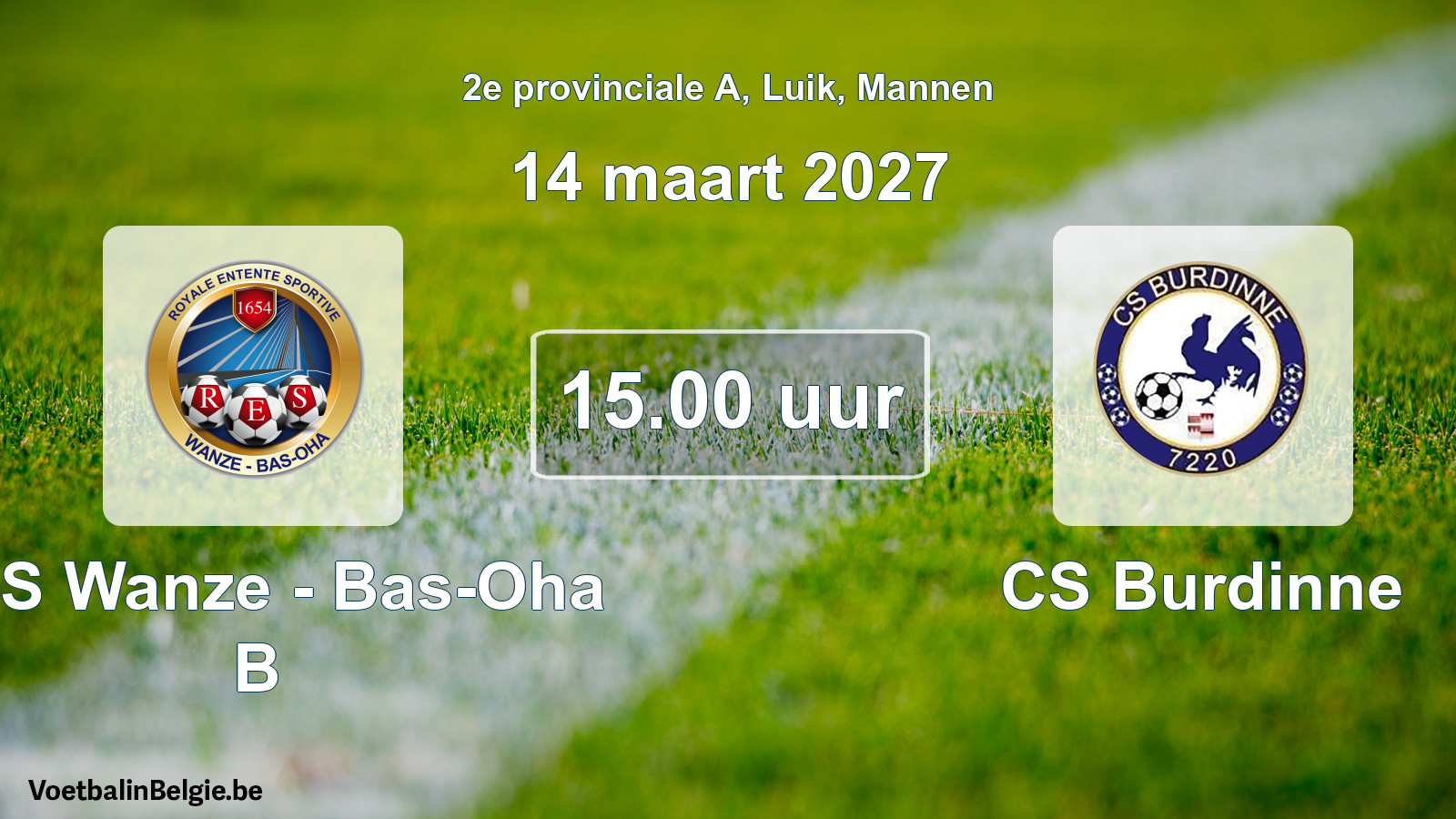 Geplande wedstrijd mannenvoetbal: RES Wanze - Bas-Oha B - CS Burdinne (14 maart 2027)