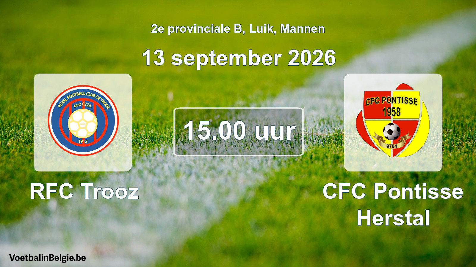 Geplande wedstrijd mannenvoetbal: RFC Trooz - CFC Pontisse Herstal (13 september 2026)