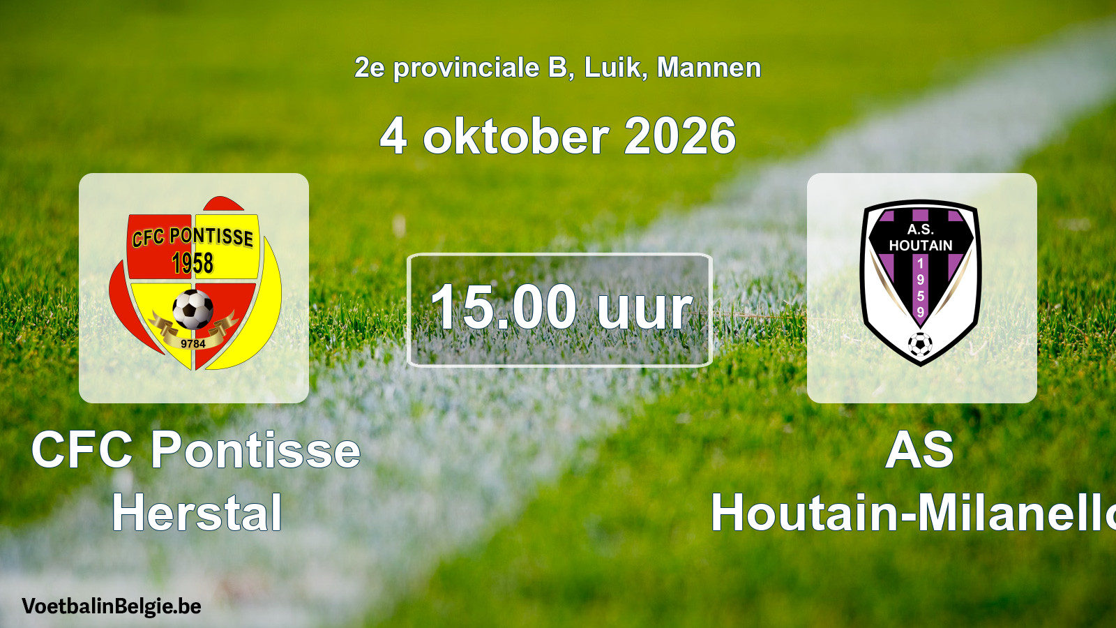 Geplande wedstrijd mannenvoetbal: CFC Pontisse Herstal - AS Houtain-Milanello (4 oktober 2026)
