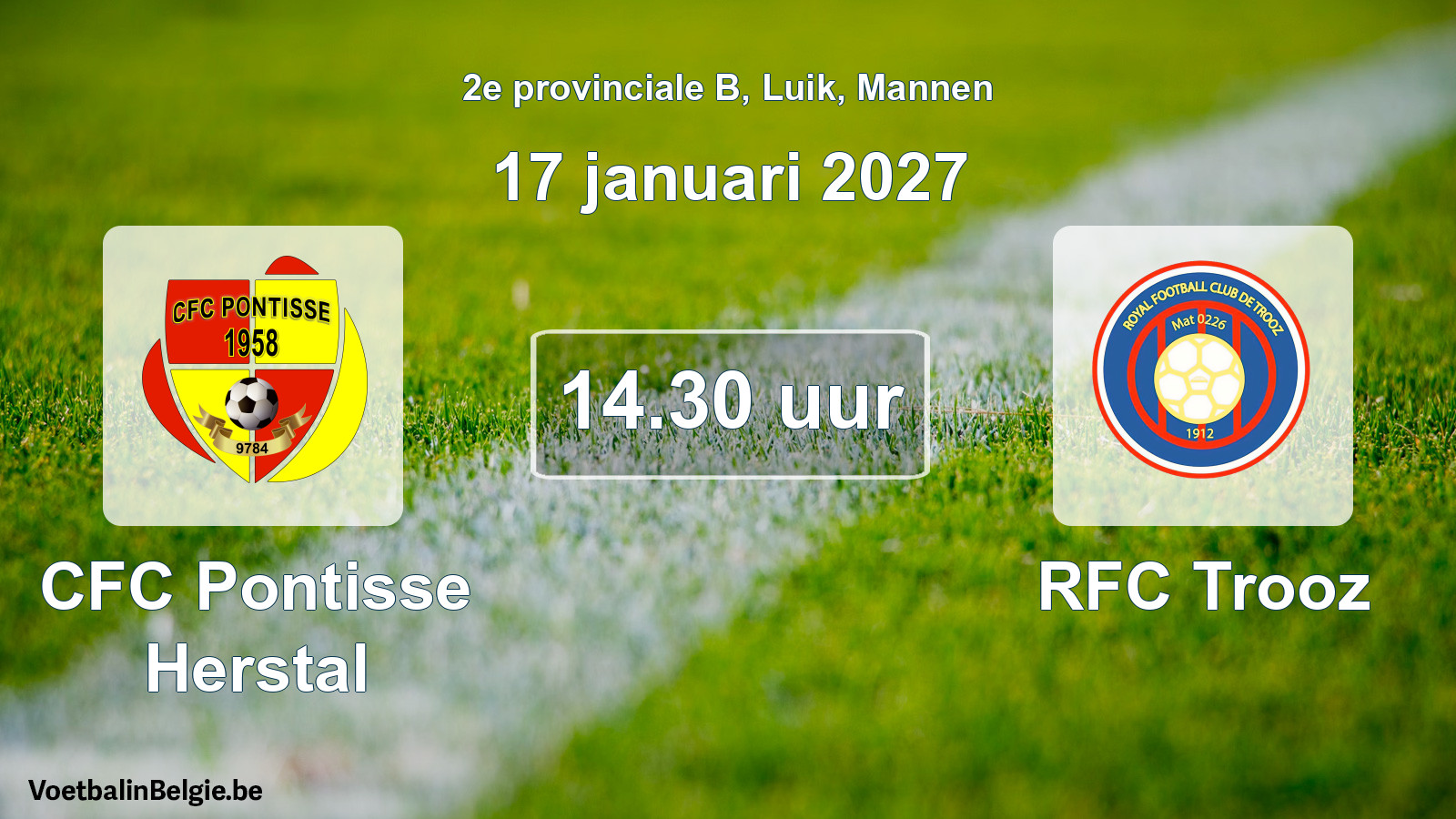 Geplande wedstrijd mannenvoetbal: CFC Pontisse Herstal - RFC Trooz (17 januari 2027)