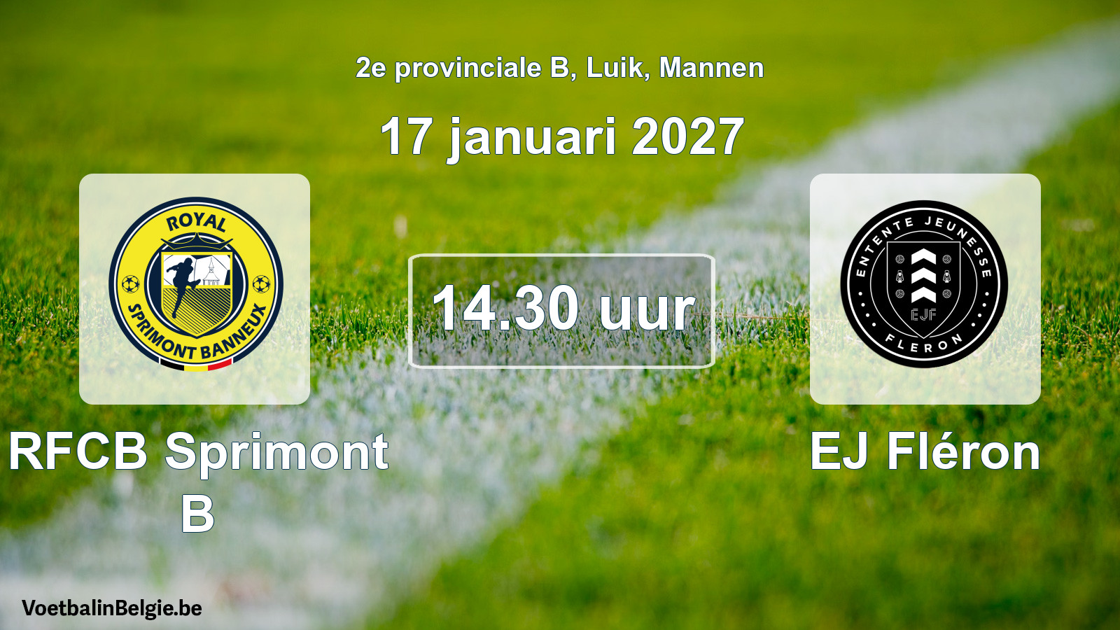 Geplande wedstrijd mannenvoetbal: RFCB Sprimont B - EJ Fléron (17 januari 2027)
