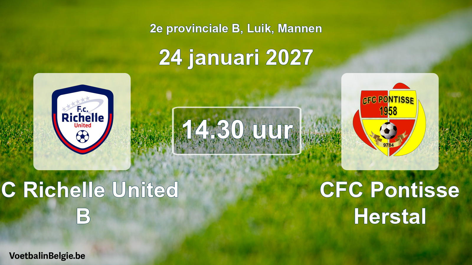 Geplande wedstrijd mannenvoetbal: FC Richelle United B - CFC Pontisse Herstal (24 januari 2027)