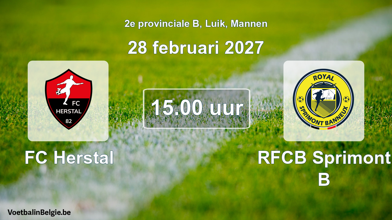 Geplande wedstrijd mannenvoetbal: FC Herstal - RFCB Sprimont B (28 februari 2027)