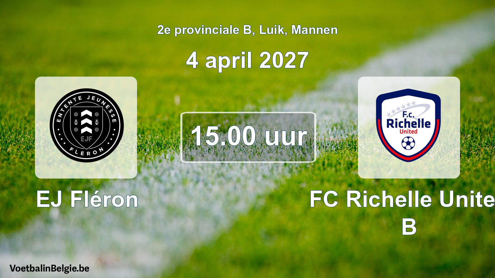 Geplande wedstrijd mannenvoetbal: EJ Fléron - FC Richelle United B (4 april 2027)