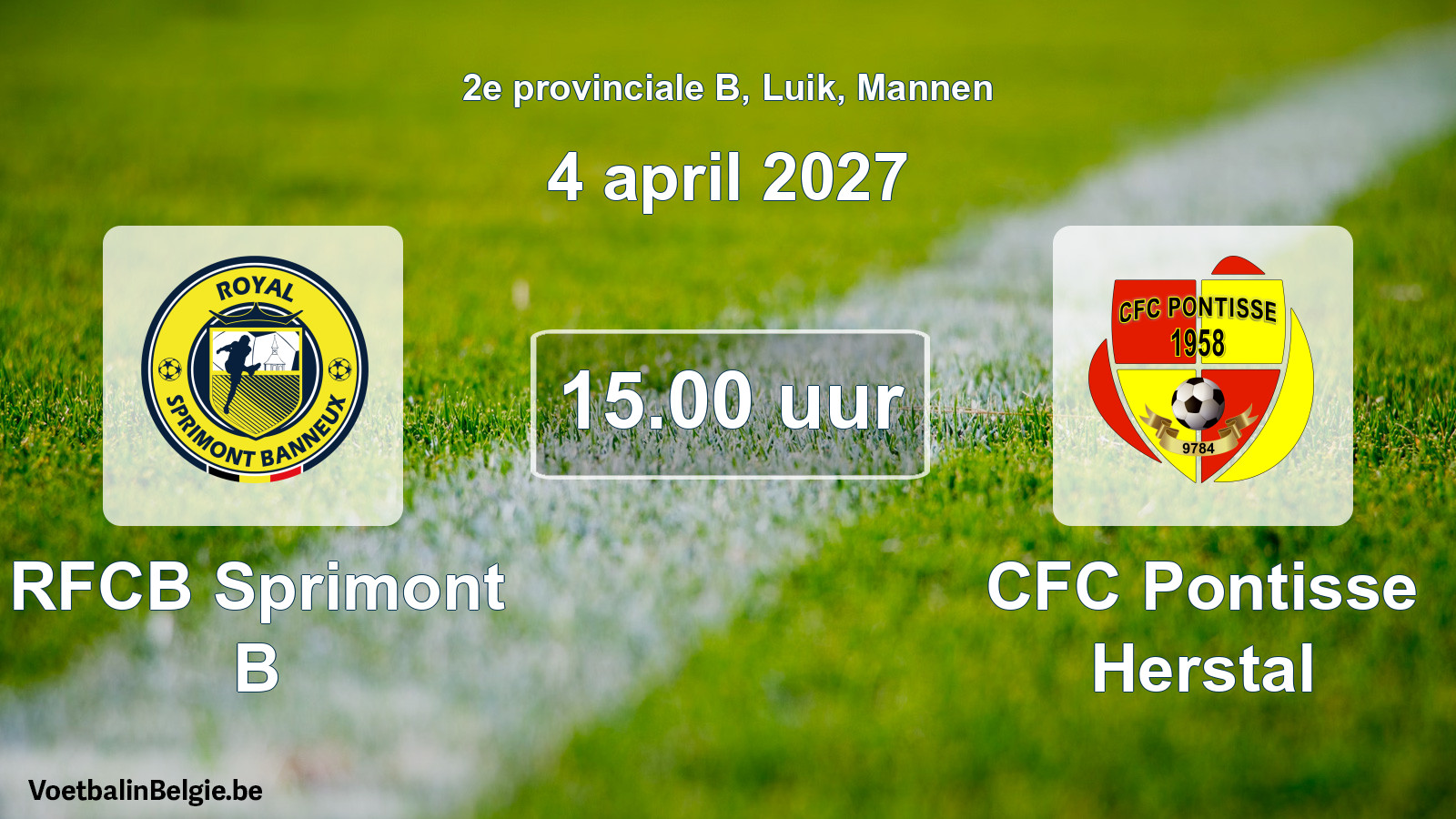 Geplande wedstrijd mannenvoetbal: RFCB Sprimont B - CFC Pontisse Herstal (4 april 2027)