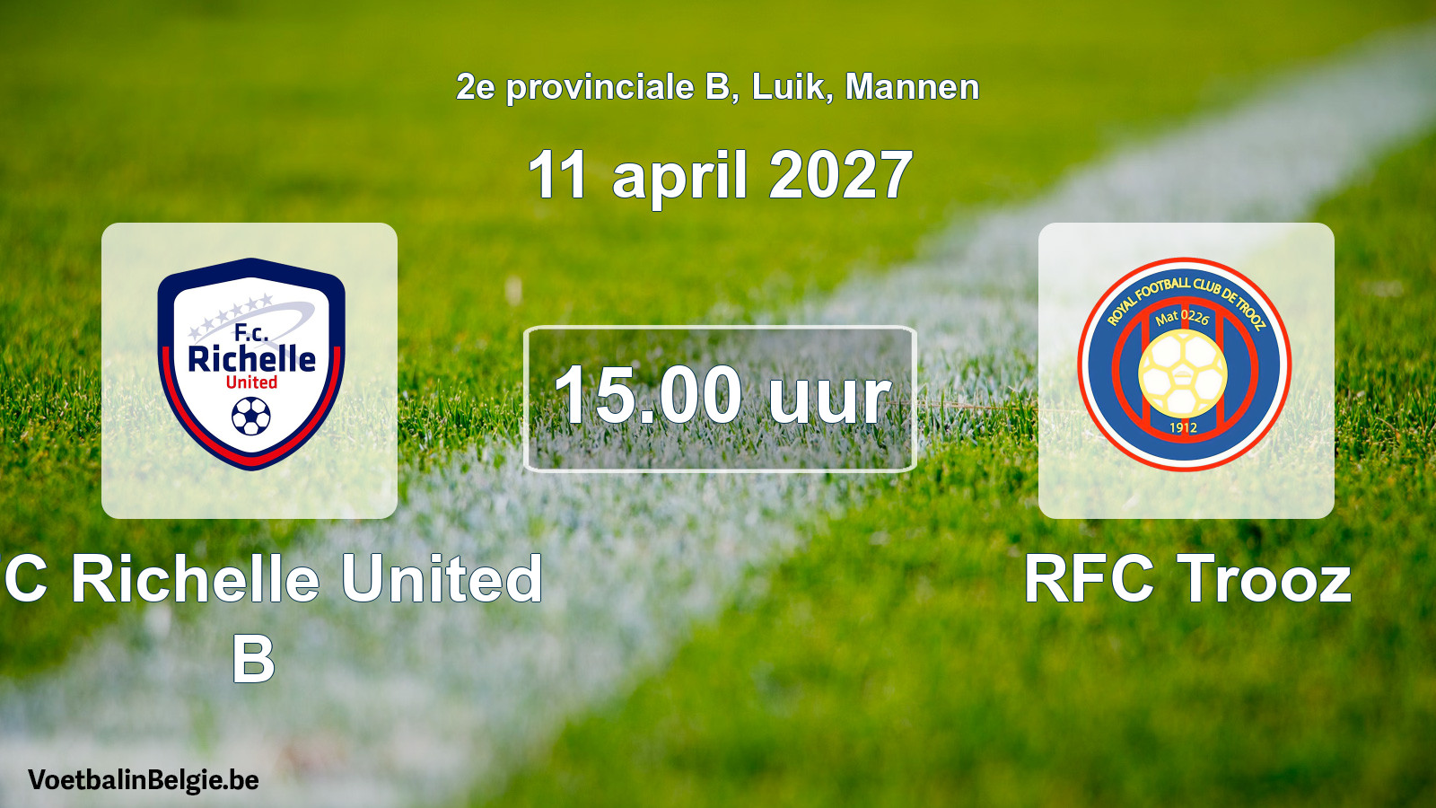 Geplande wedstrijd mannenvoetbal: FC Richelle United B - RFC Trooz (11 april 2027)
