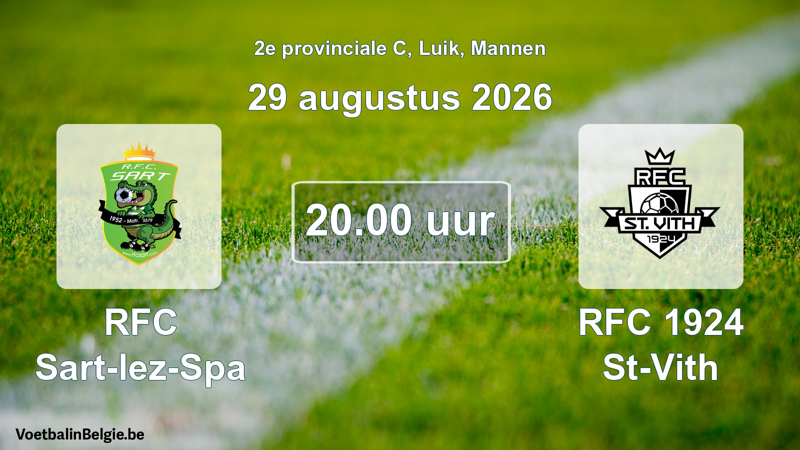 Geplande wedstrijd mannenvoetbal: RFC Sart-lez-Spa - RFC 1924 St-Vith (29 augustus 2026)