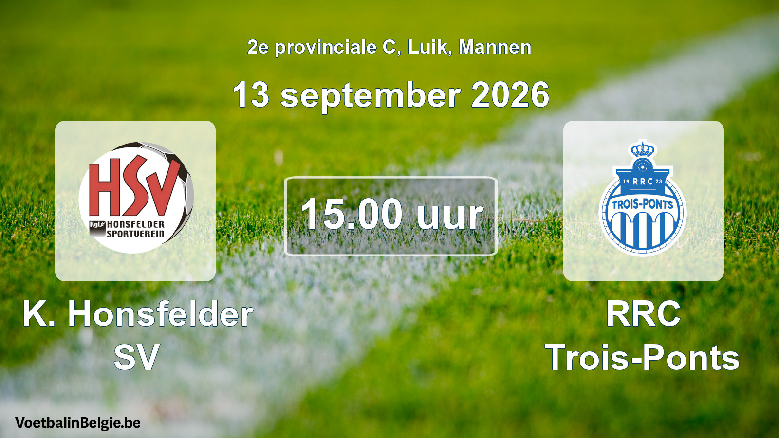 Geplande wedstrijd mannenvoetbal: K. Honsfelder SV - RRC Trois-Ponts (13 september 2026)