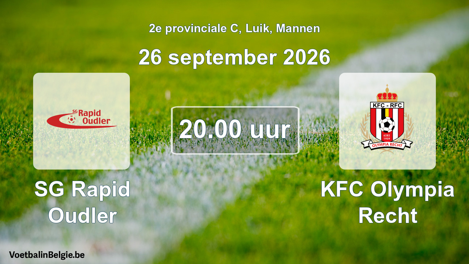 Geplande wedstrijd mannenvoetbal: SG Rapid Oudler - KFC Olympia Recht (26 september 2026)