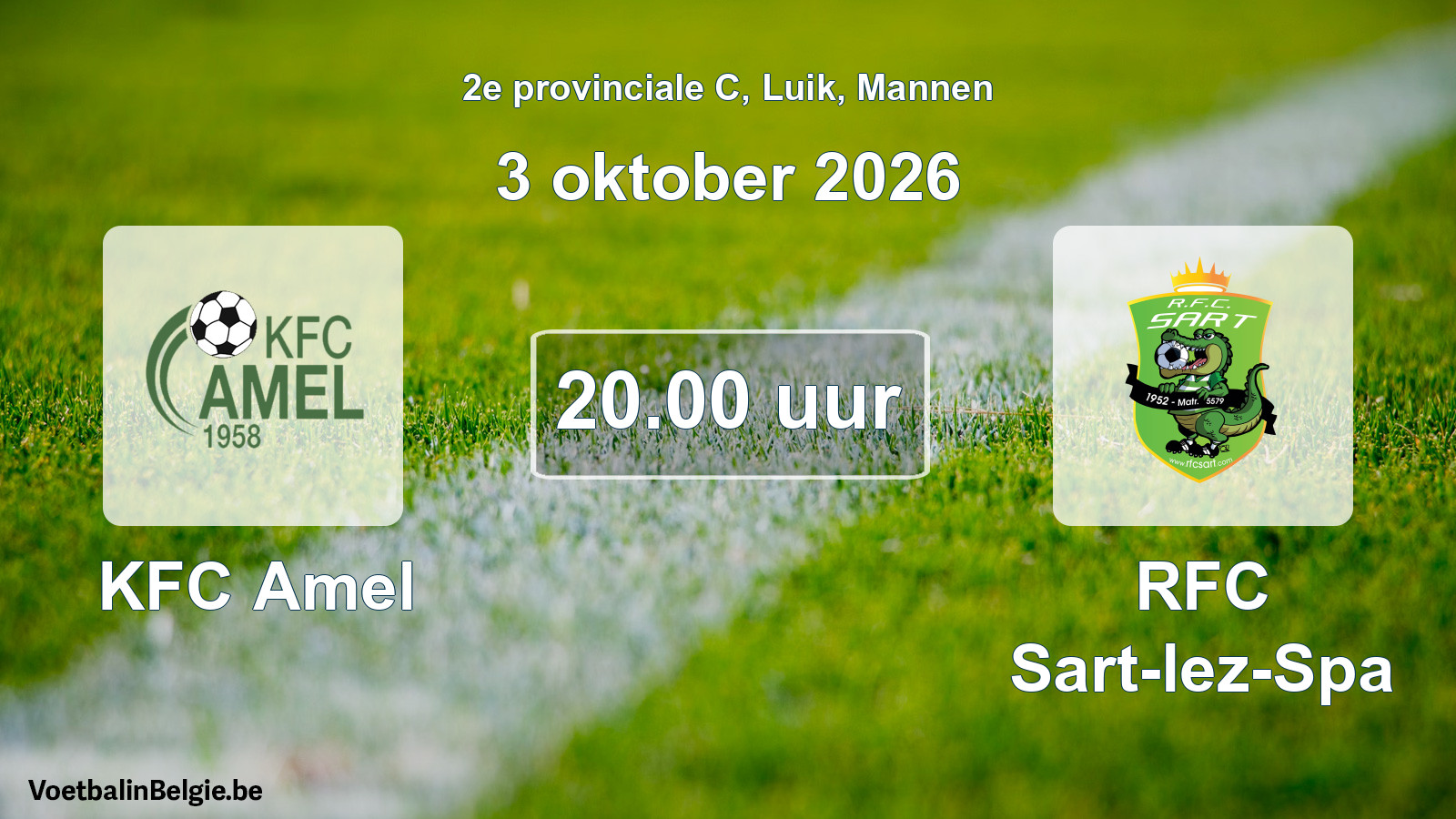 Geplande wedstrijd mannenvoetbal: KFC Amel - RFC Sart-lez-Spa (3 oktober 2026)