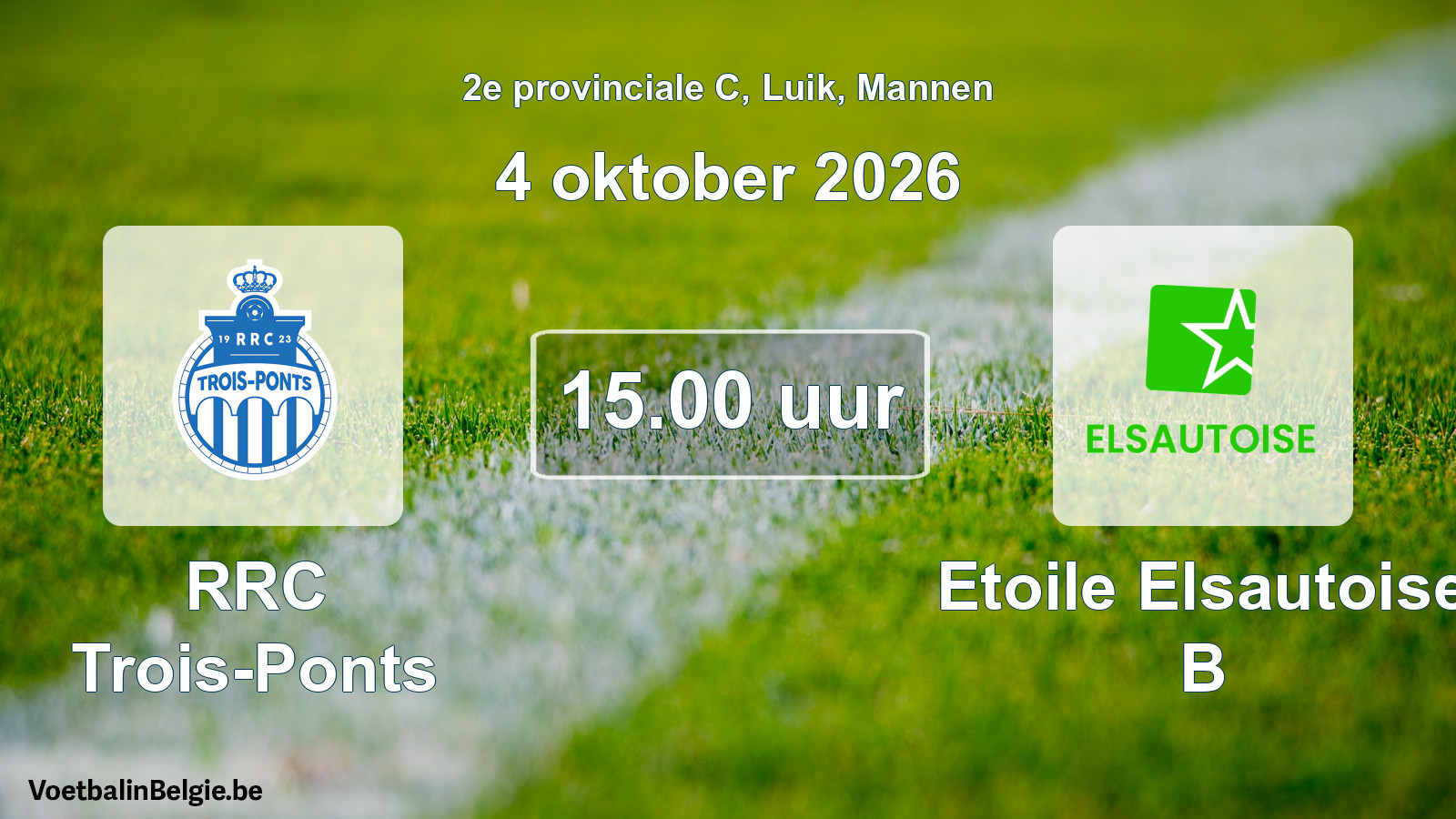 Geplande wedstrijd mannenvoetbal: RRC Trois-Ponts - Etoile Elsautoise B (4 oktober 2026)