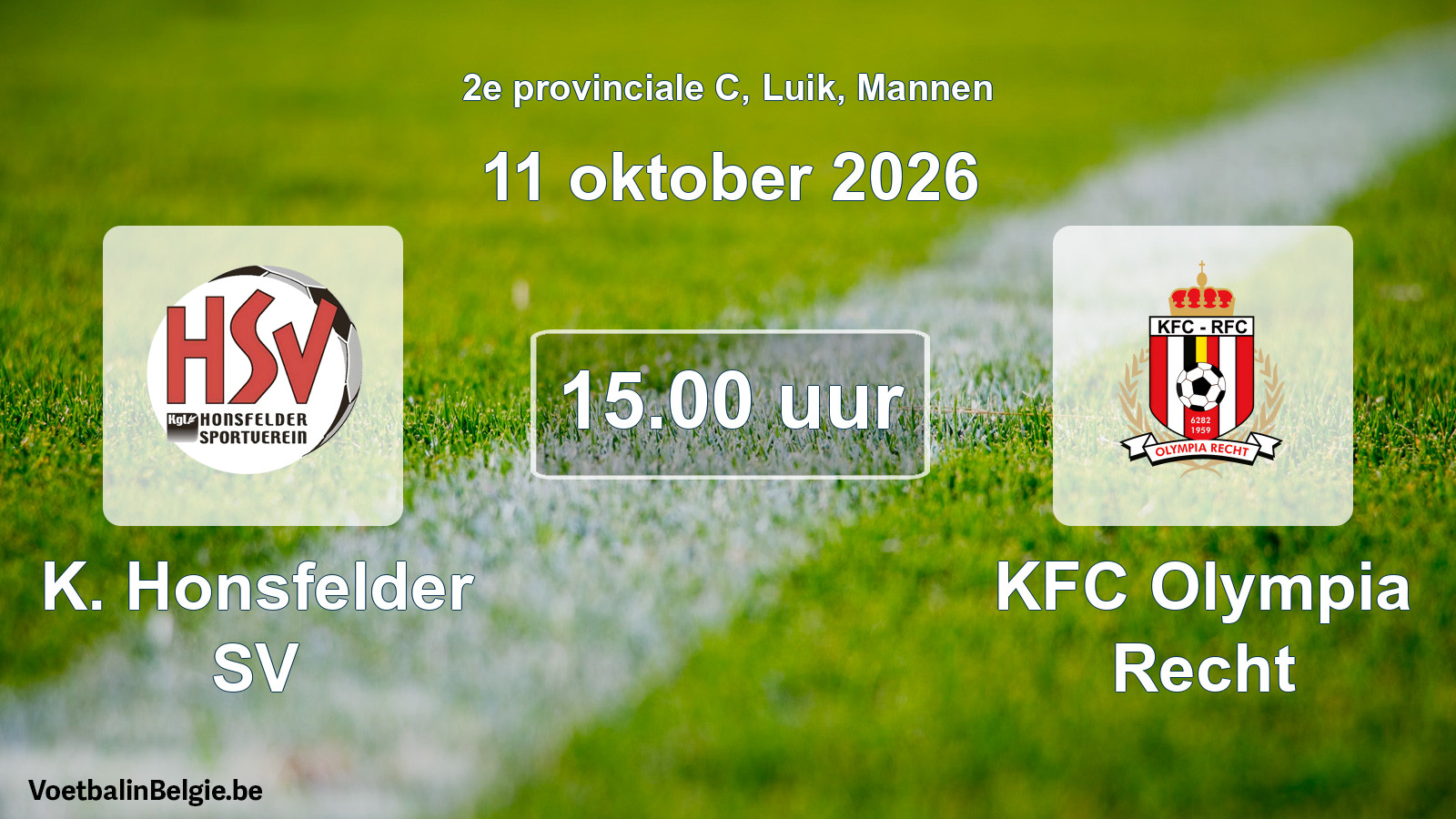 Geplande wedstrijd mannenvoetbal: K. Honsfelder SV - KFC Olympia Recht (11 oktober 2026)