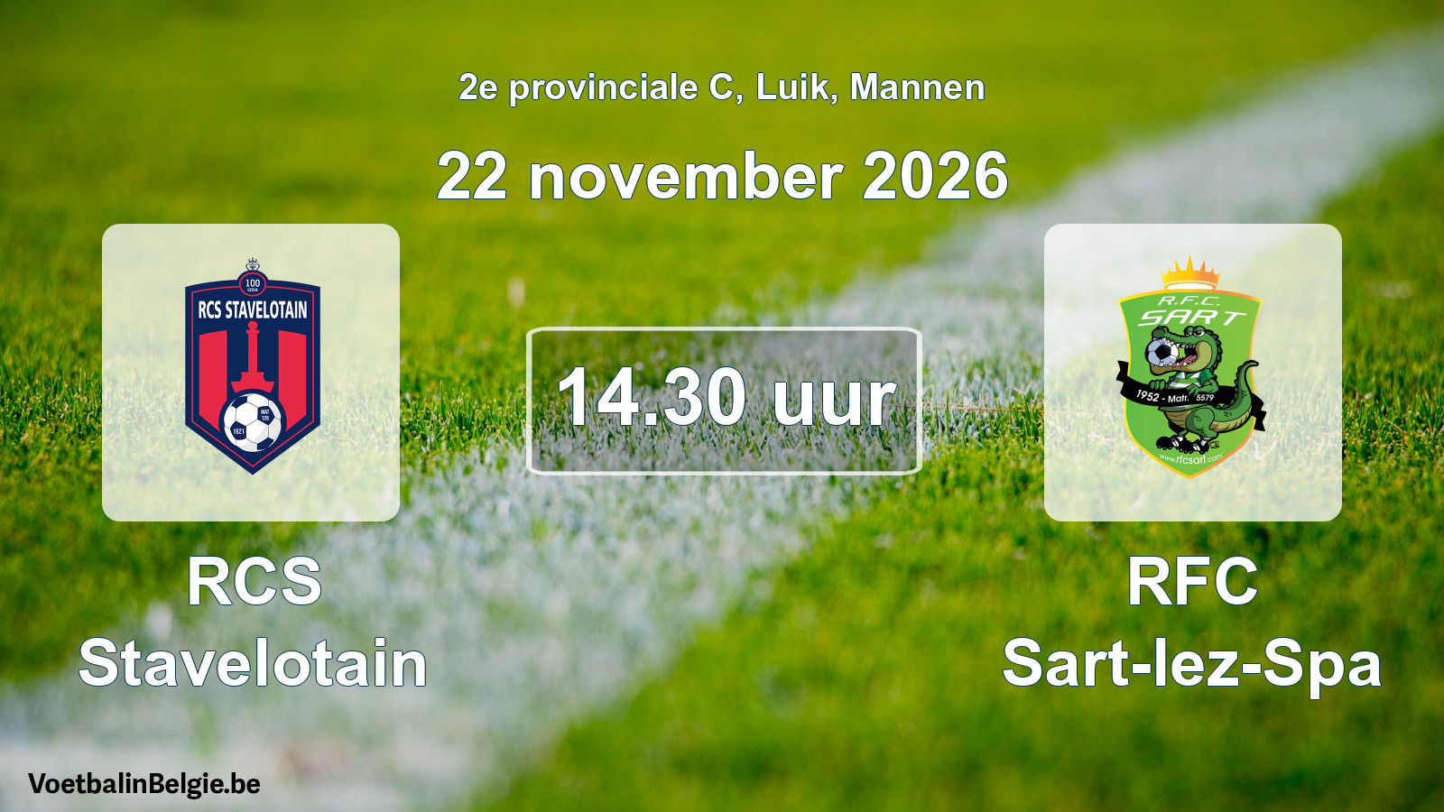 Geplande wedstrijd mannenvoetbal: RCS Stavelotain - RFC Sart-lez-Spa (22 november 2026)