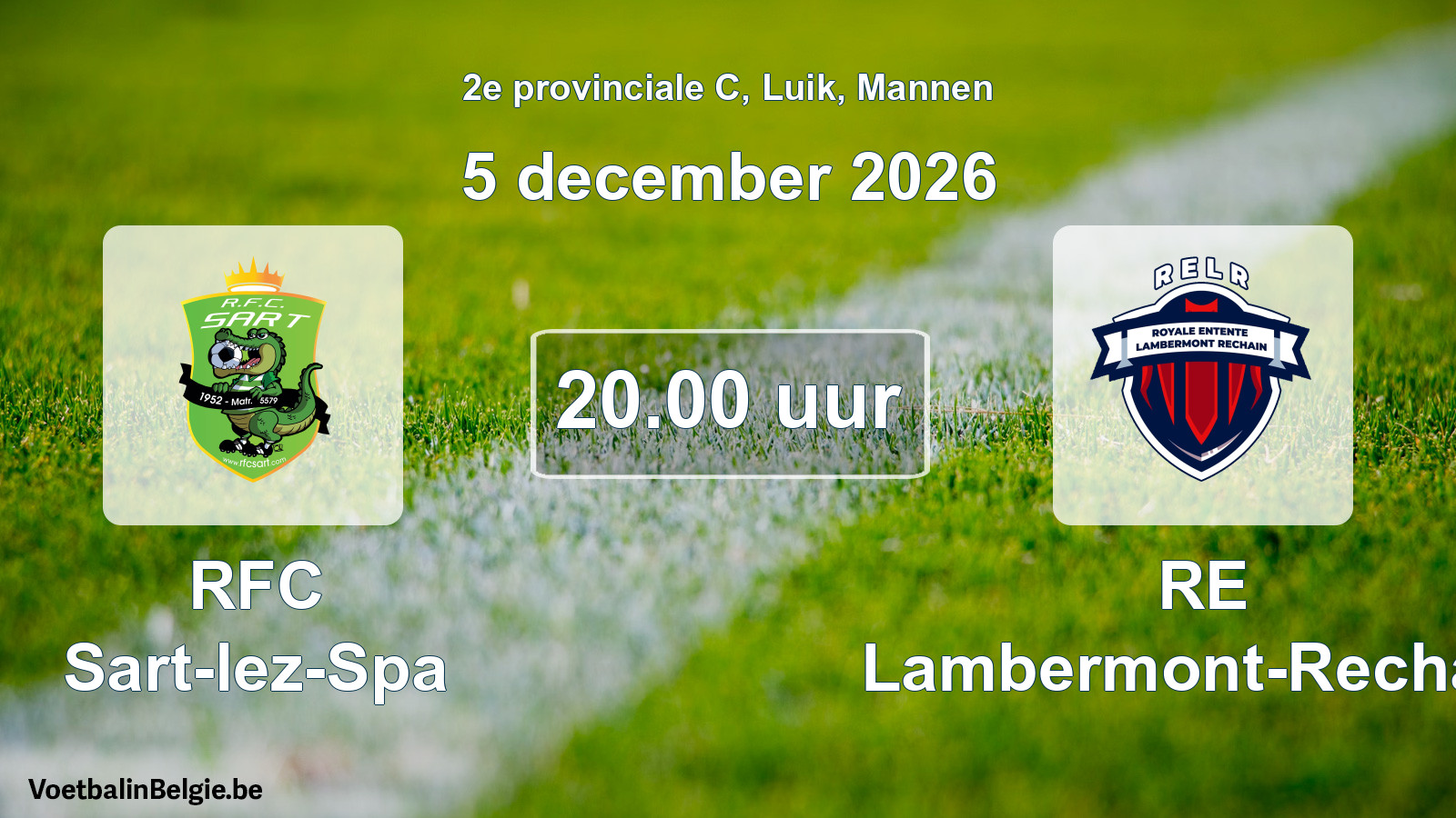 Geplande wedstrijd mannenvoetbal: RFC Sart-lez-Spa - RE Lambermont-Rechain (5 december 2026)