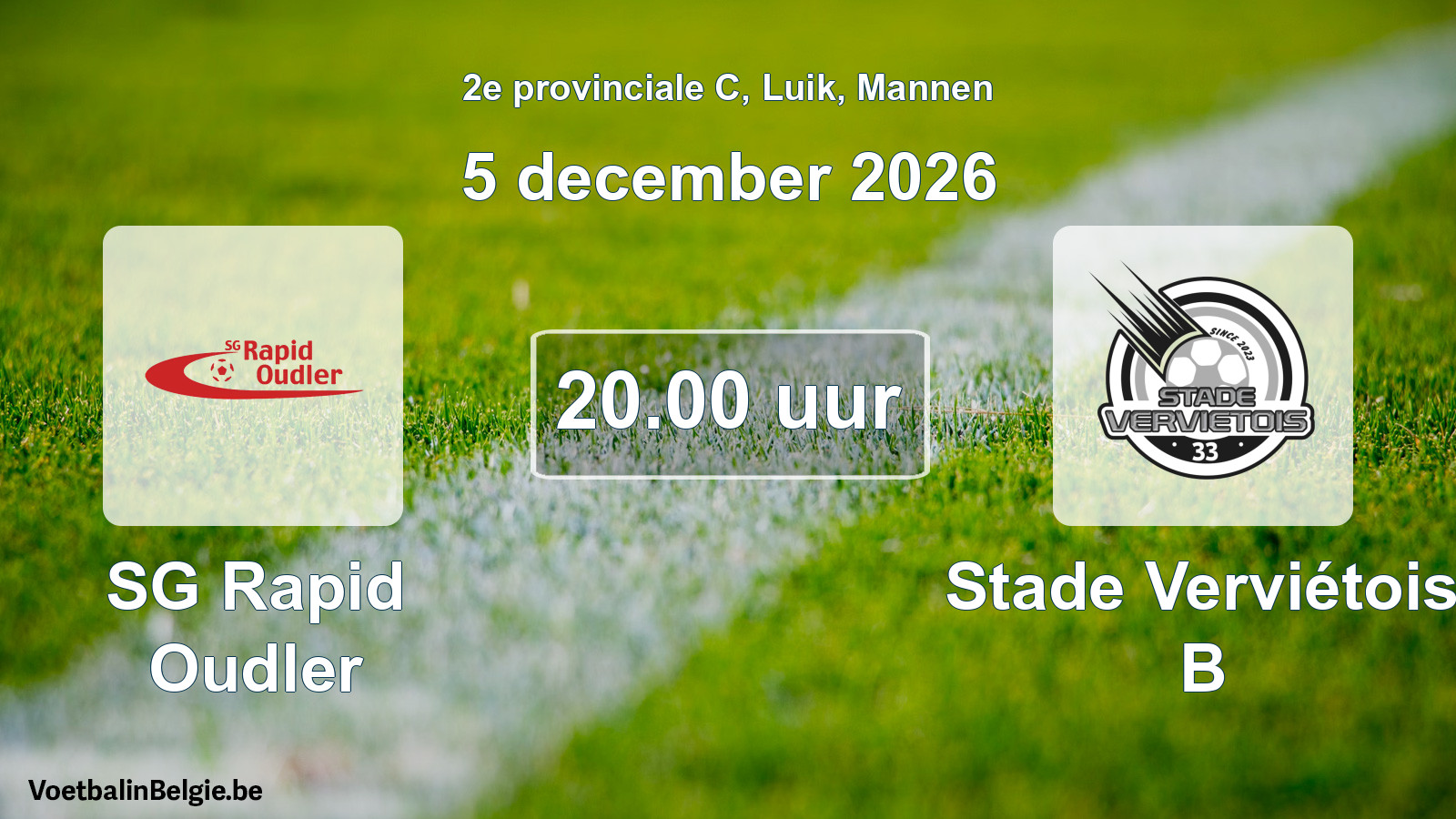 Geplande wedstrijd mannenvoetbal: SG Rapid Oudler - Stade Verviétois B (5 december 2026)