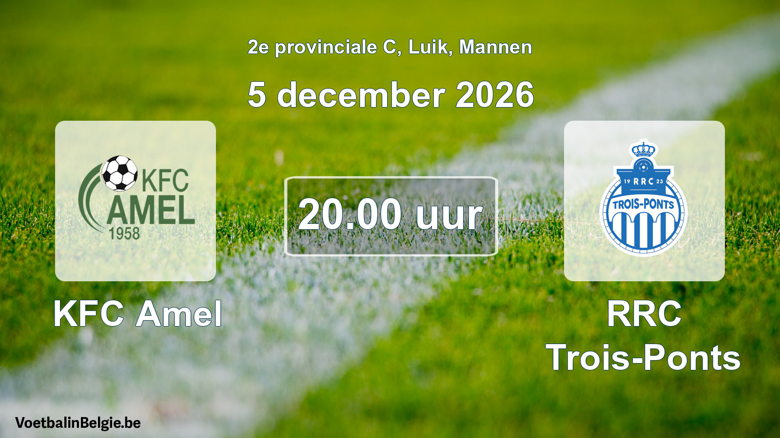 Geplande wedstrijd mannenvoetbal: KFC Amel - RRC Trois-Ponts (5 december 2026)