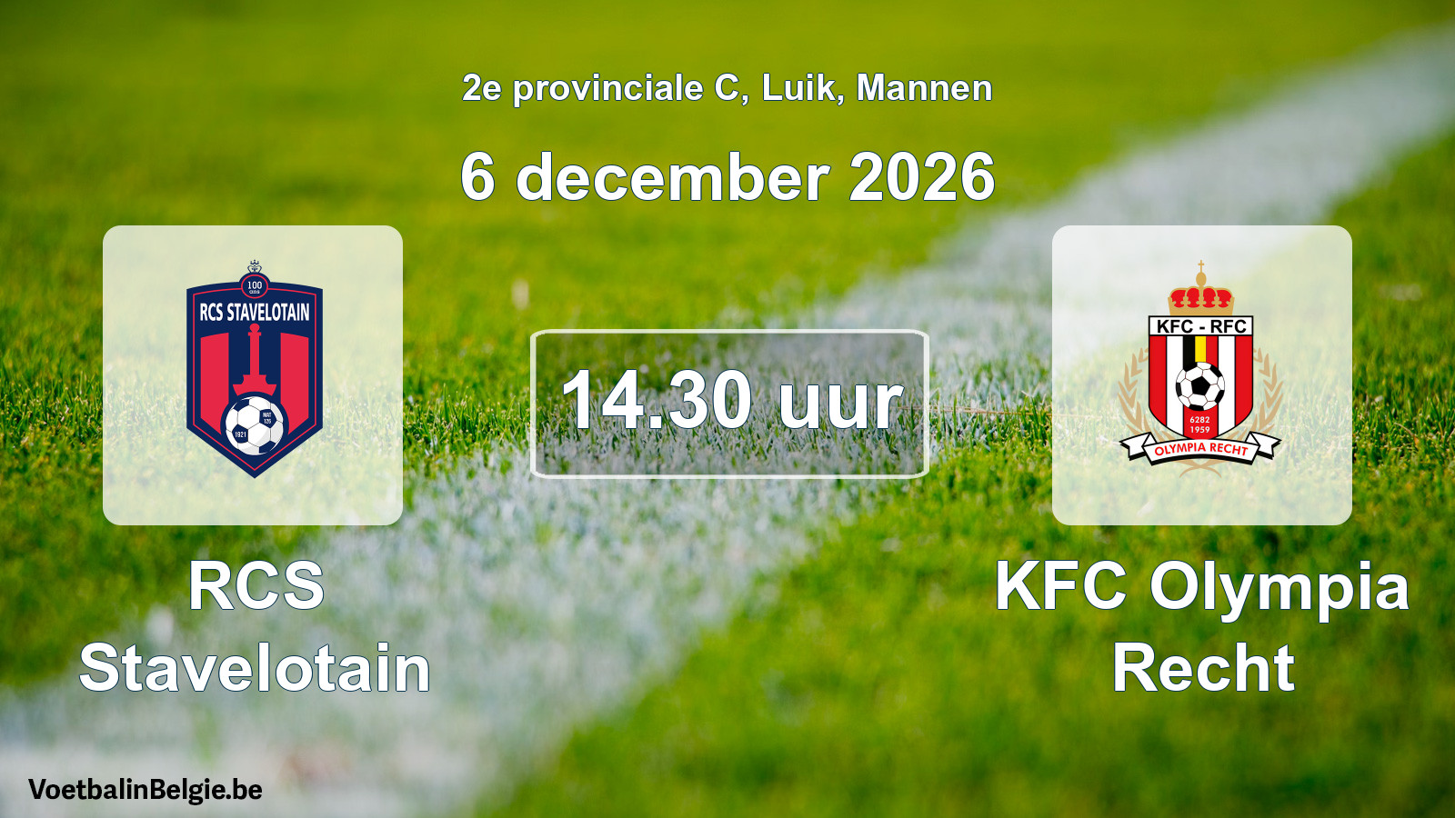 Geplande wedstrijd mannenvoetbal: RCS Stavelotain - KFC Olympia Recht (6 december 2026)