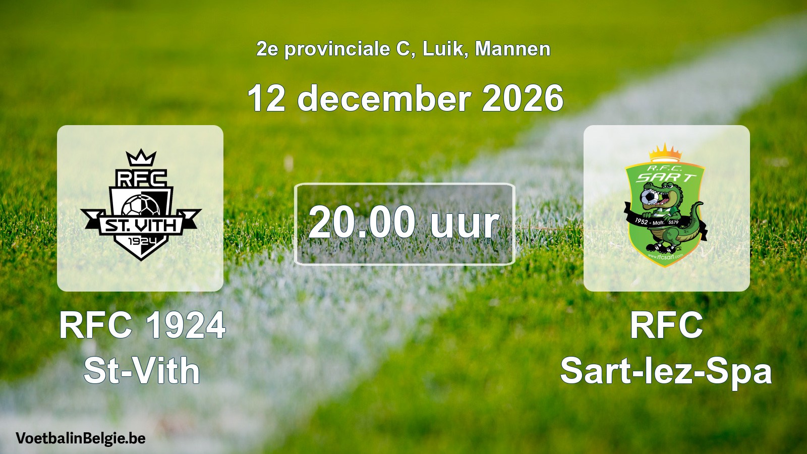 Geplande wedstrijd mannenvoetbal: RFC 1924 St-Vith - RFC Sart-lez-Spa (12 december 2026)