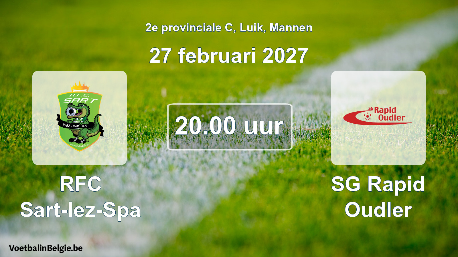 Geplande wedstrijd mannenvoetbal: RFC Sart-lez-Spa - SG Rapid Oudler (27 februari 2027)