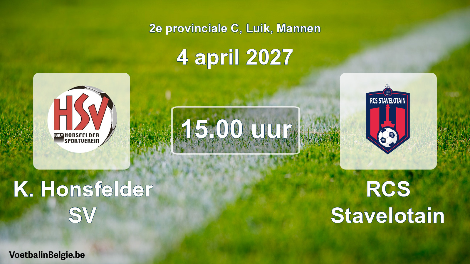 Geplande wedstrijd mannenvoetbal: K. Honsfelder SV - RCS Stavelotain (4 april 2027)