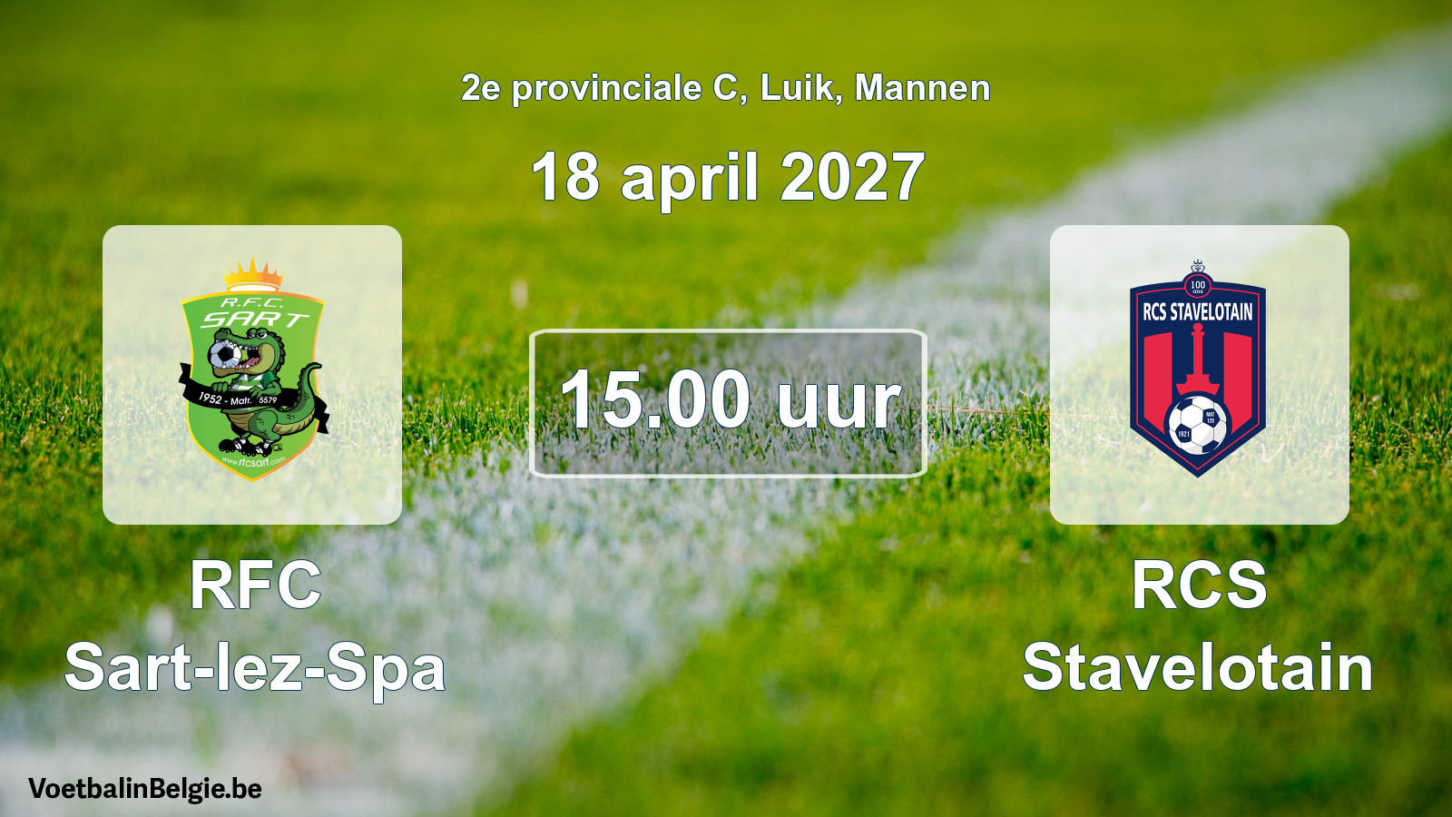 Geplande wedstrijd mannenvoetbal: RFC Sart-lez-Spa - RCS Stavelotain (18 april 2027)