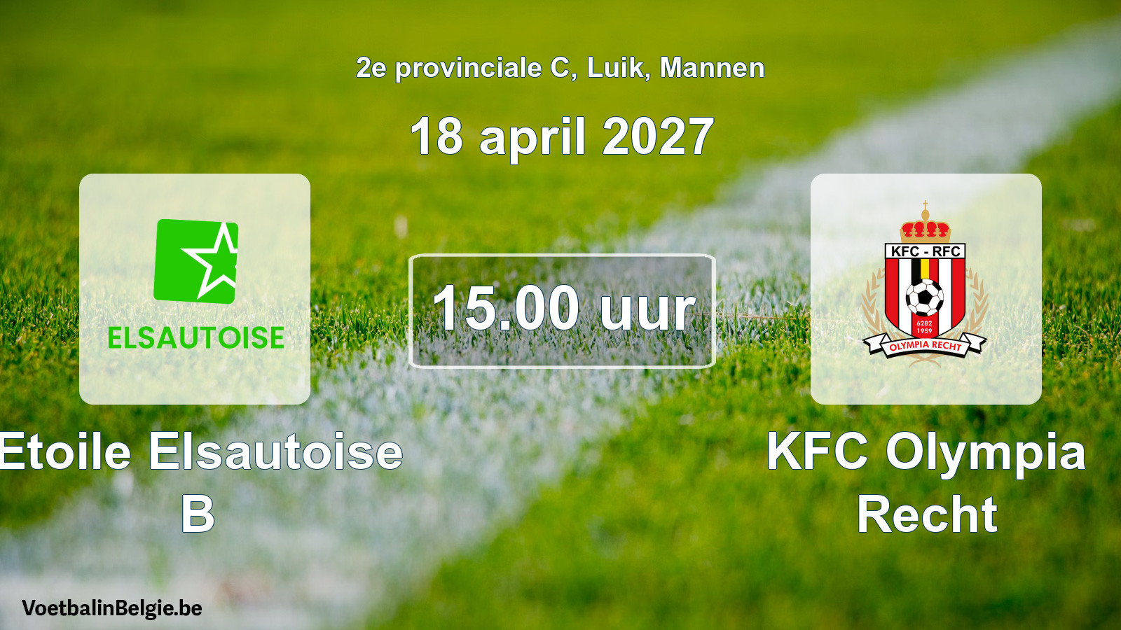 Geplande wedstrijd mannenvoetbal: Etoile Elsautoise B - KFC Olympia Recht (18 april 2027)