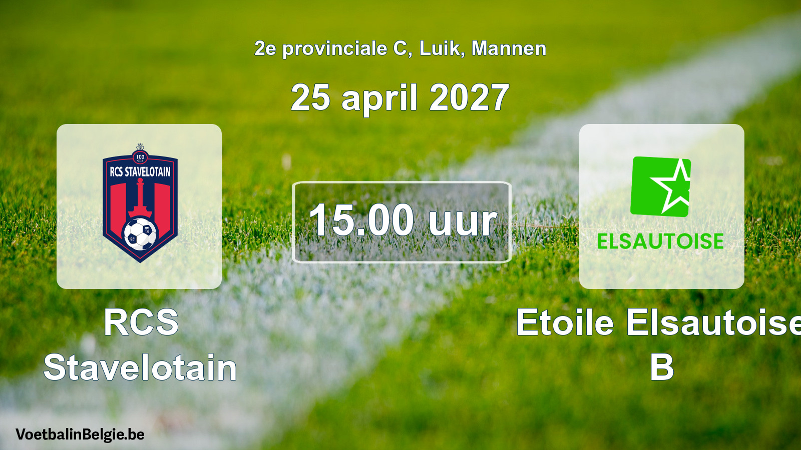 Geplande wedstrijd mannenvoetbal: RCS Stavelotain - Etoile Elsautoise B (25 april 2027)