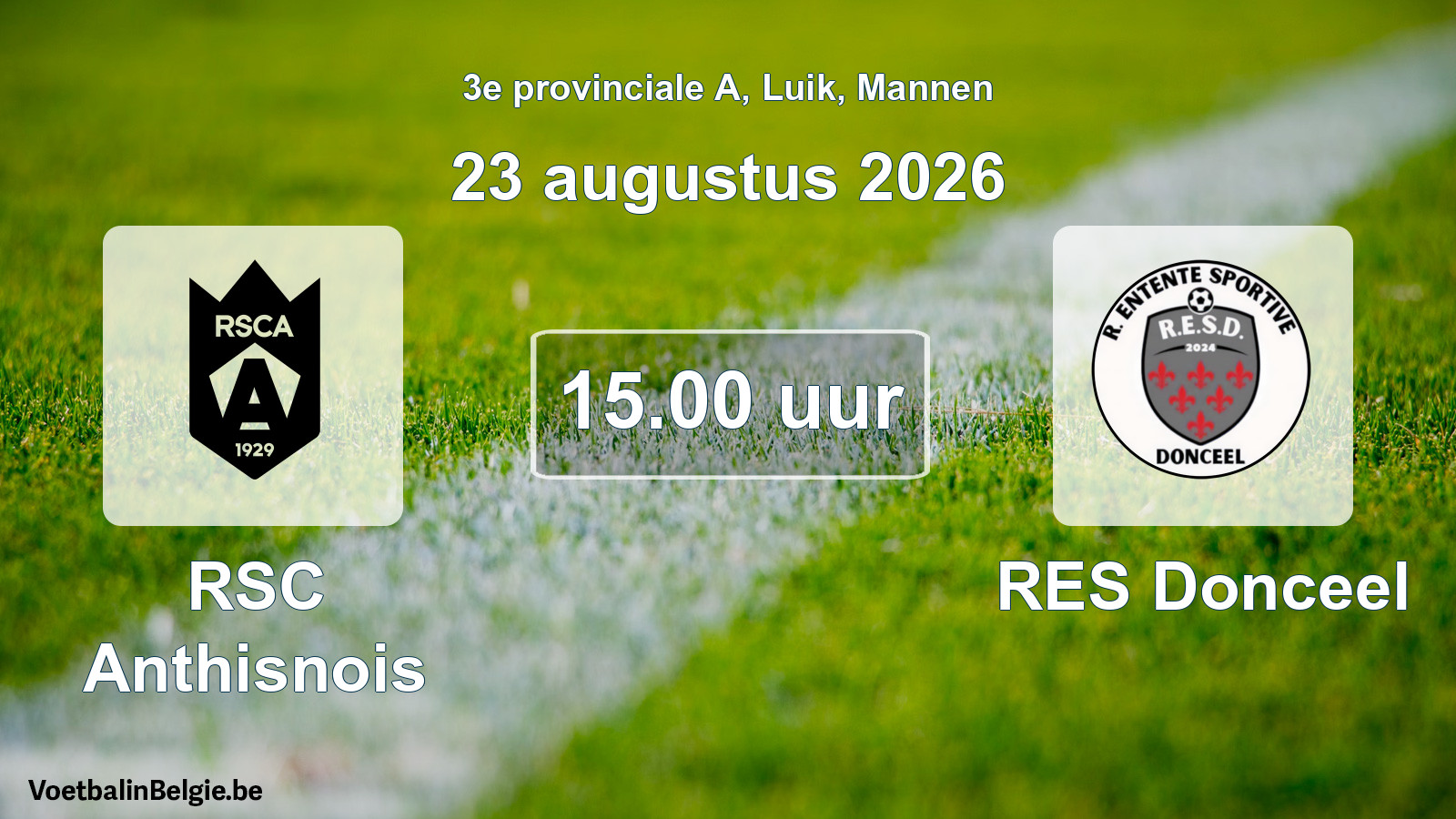 Geplande wedstrijd mannenvoetbal: RSC Anthisnois - RES Donceel (23 augustus 2026)