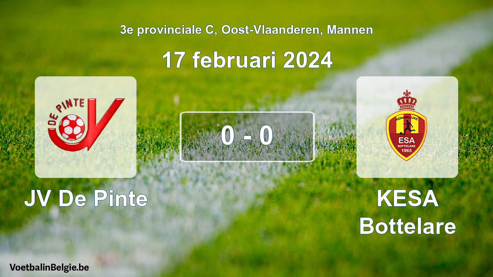 Gespeelde wedstrijd mannenvoetbal: JV De Pinte - KESA Bottelare 0 - 0 (17 februari 2024)
