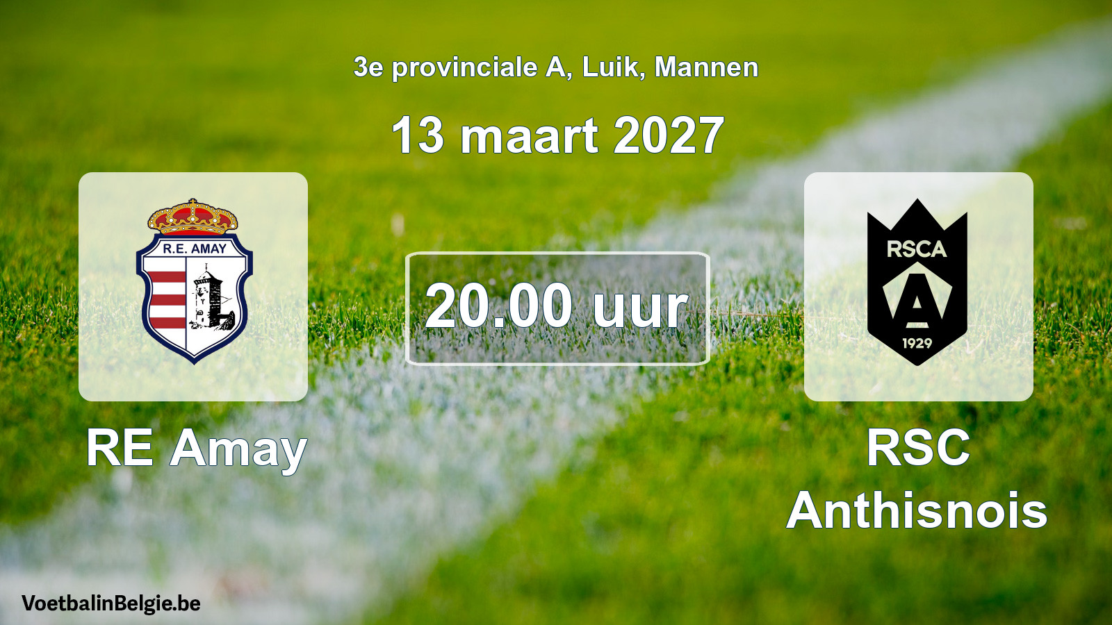 Geplande wedstrijd mannenvoetbal: RE Amay - RSC Anthisnois (13 maart 2027)