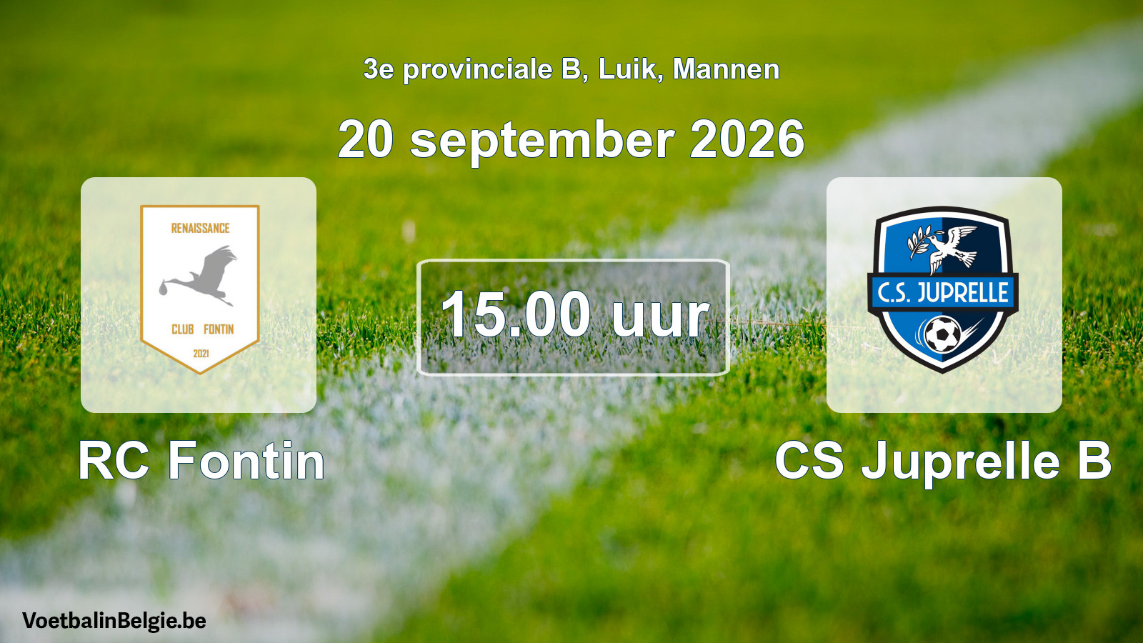 Geplande wedstrijd mannenvoetbal: RC Fontin - CS Juprelle B (20 september 2026)