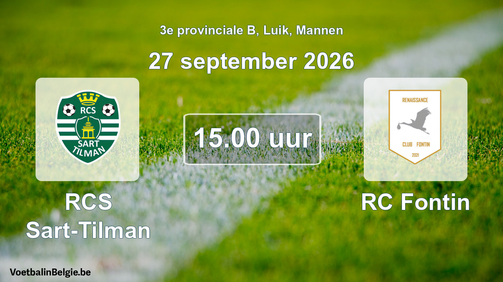 Geplande wedstrijd mannenvoetbal: RCS Sart-Tilman - RC Fontin (27 september 2026)