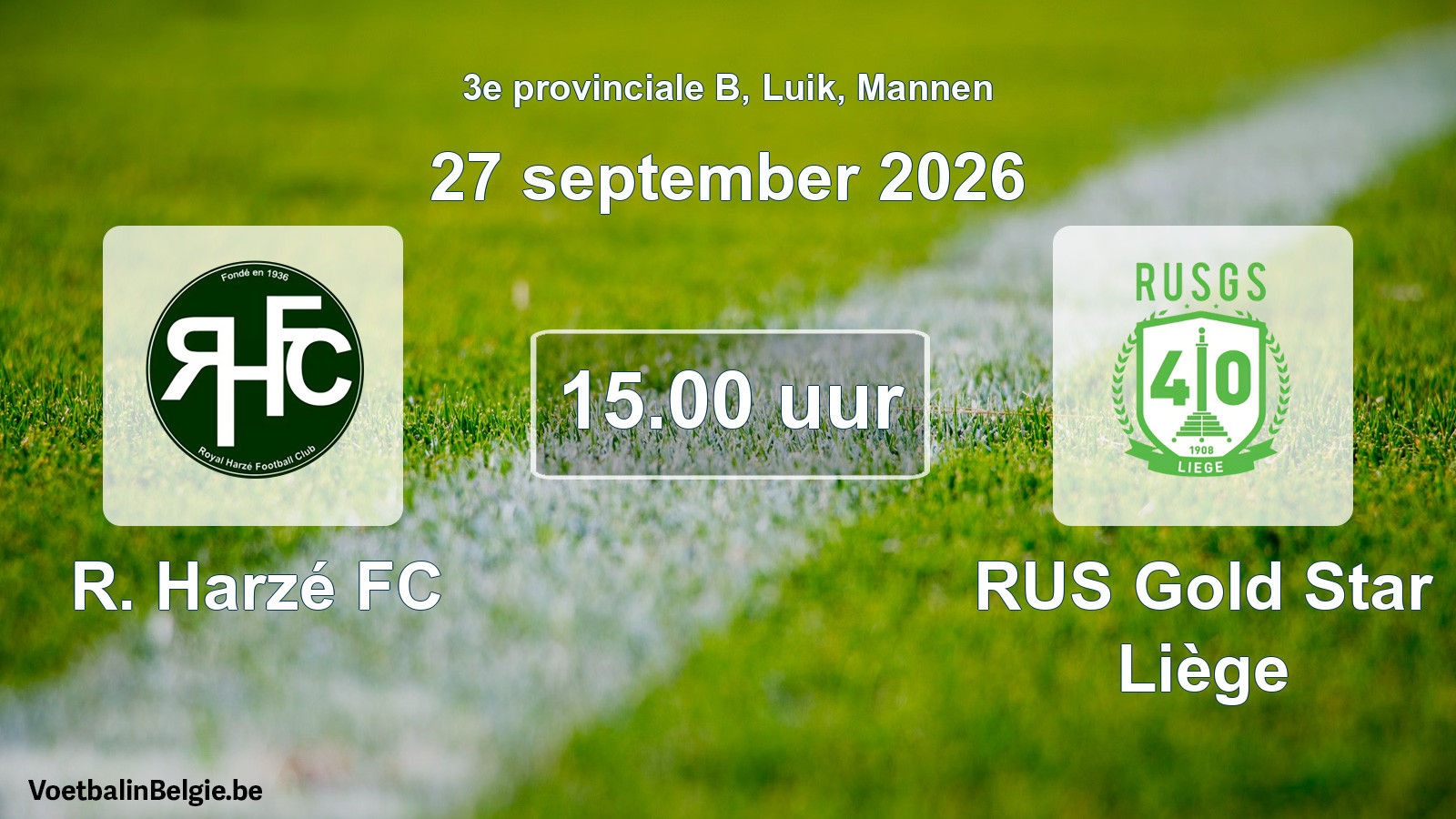 Geplande wedstrijd mannenvoetbal: R. Harzé FC - RUS Gold Star Liège (27 september 2026)
