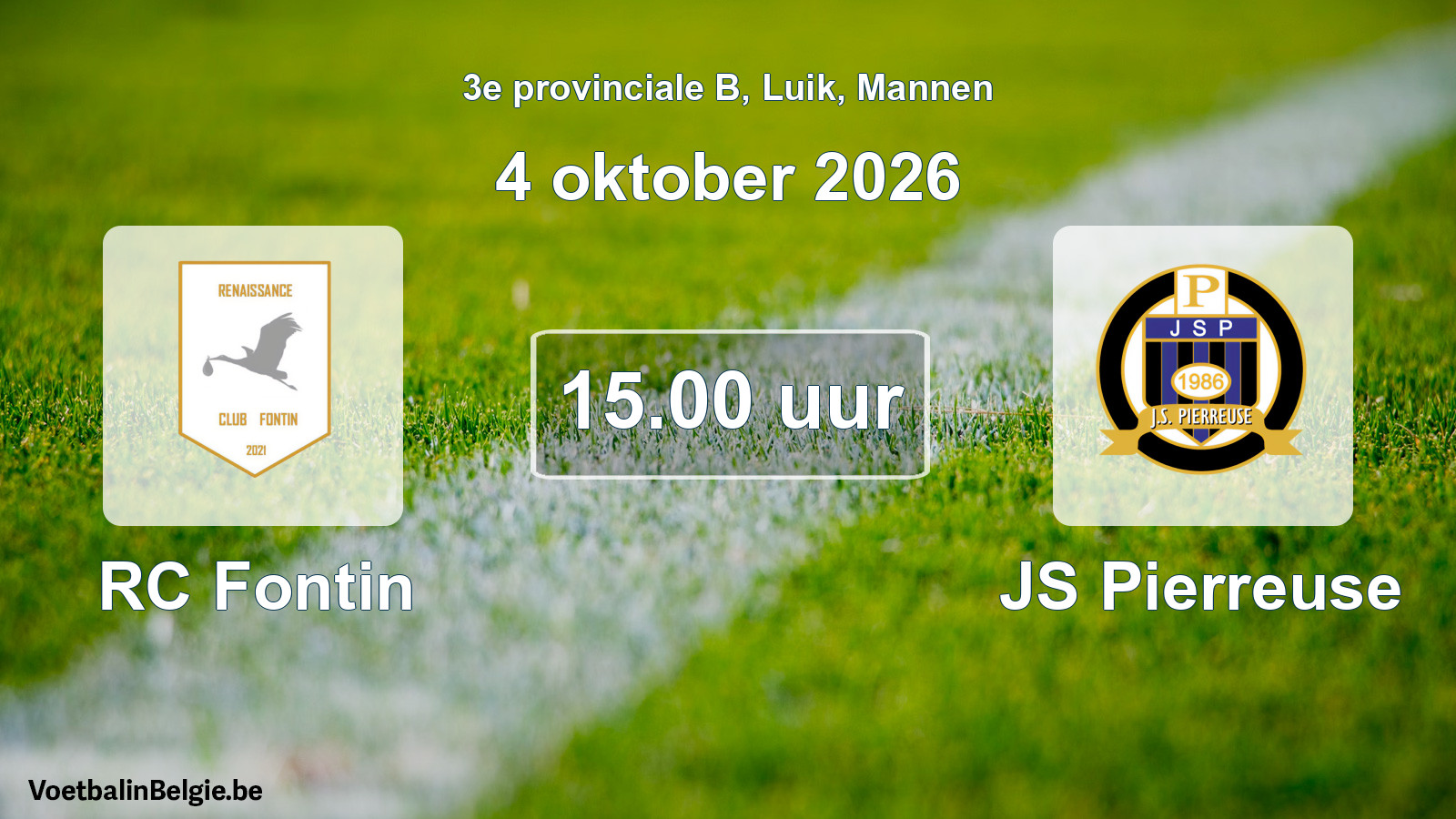 Geplande wedstrijd mannenvoetbal: RC Fontin - JS Pierreuse (4 oktober 2026)