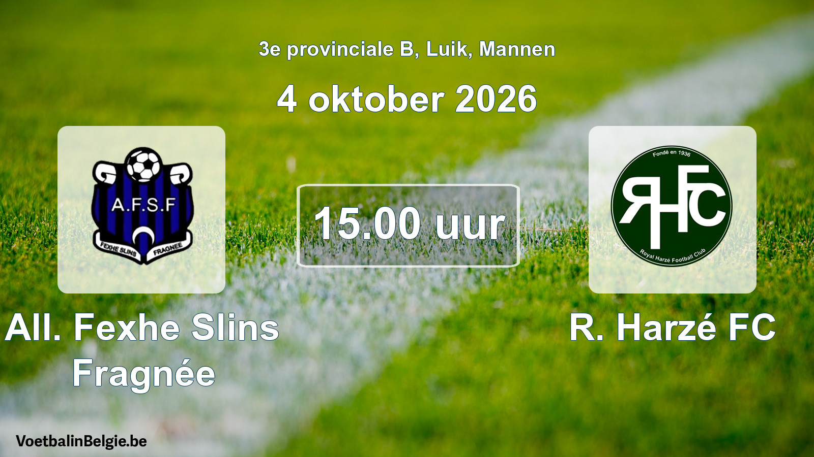 Geplande wedstrijd mannenvoetbal: All. Fexhe Slins Fragnée - R. Harzé FC (4 oktober 2026)
