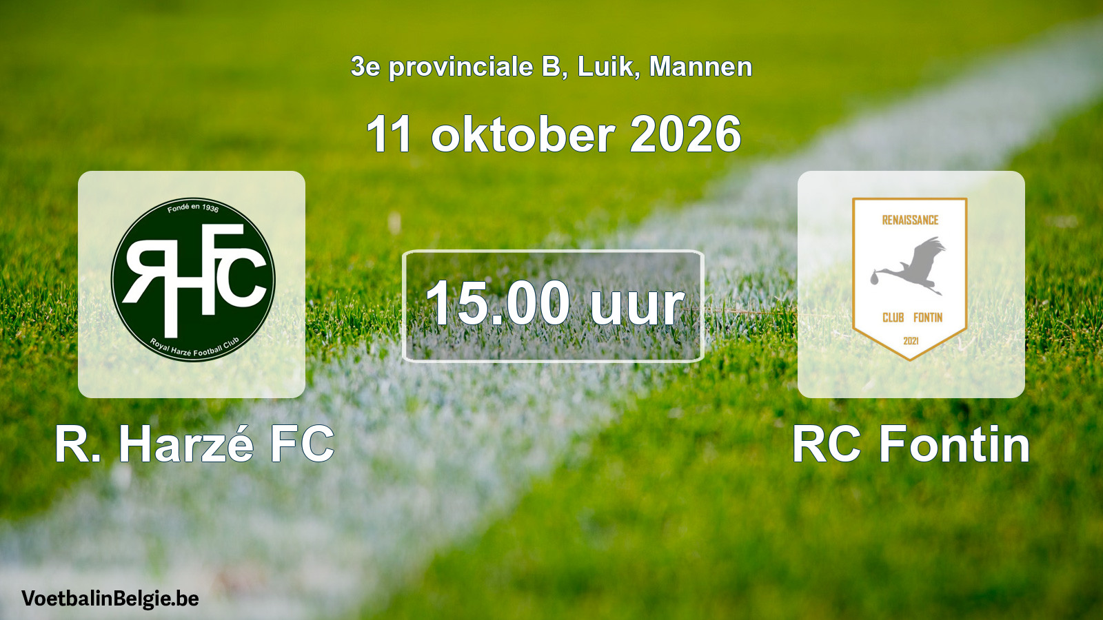 Geplande wedstrijd mannenvoetbal: R. Harzé FC - RC Fontin (11 oktober 2026)