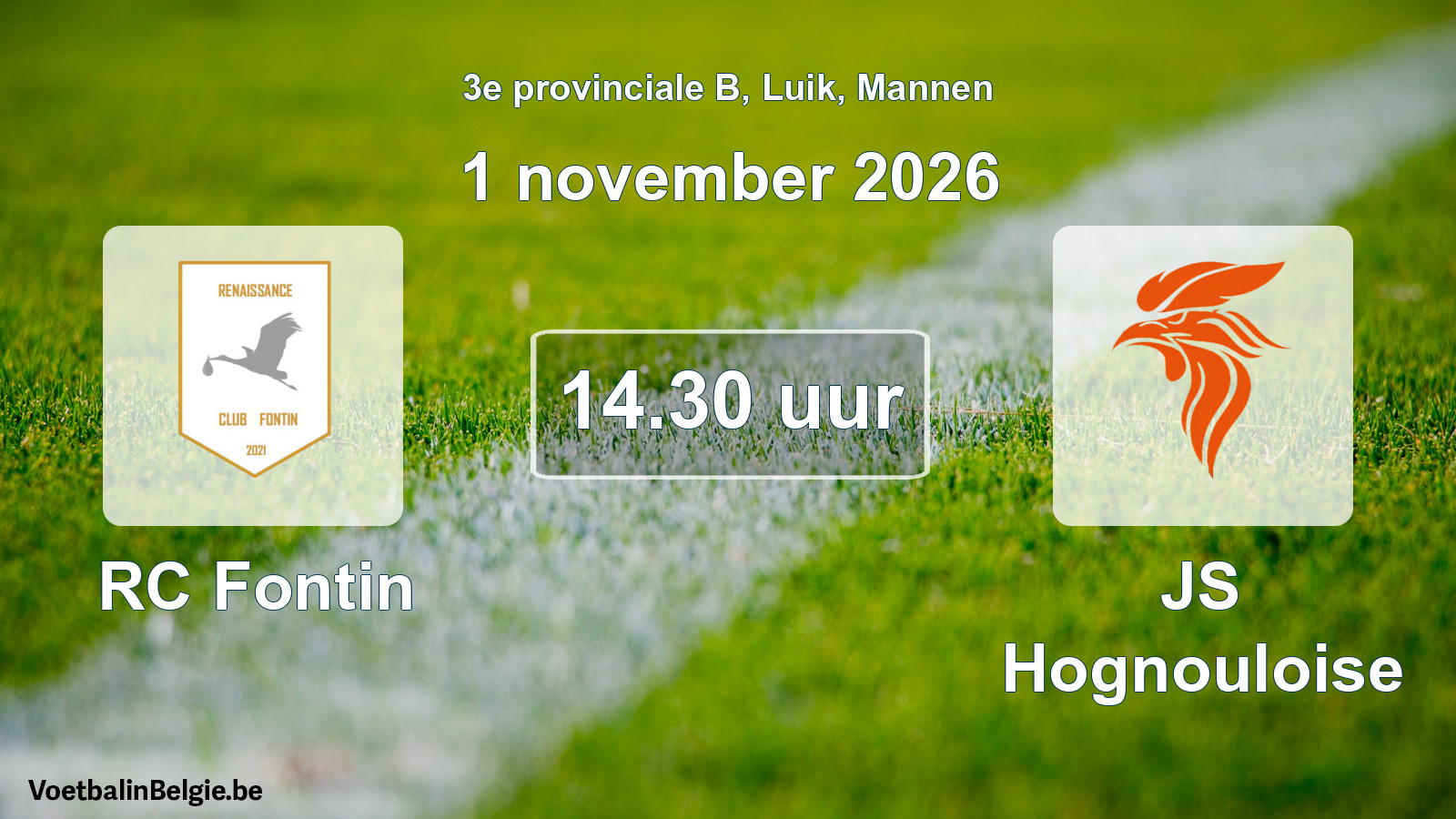 Geplande wedstrijd mannenvoetbal: RC Fontin - JS Hognouloise (1 november 2026)
