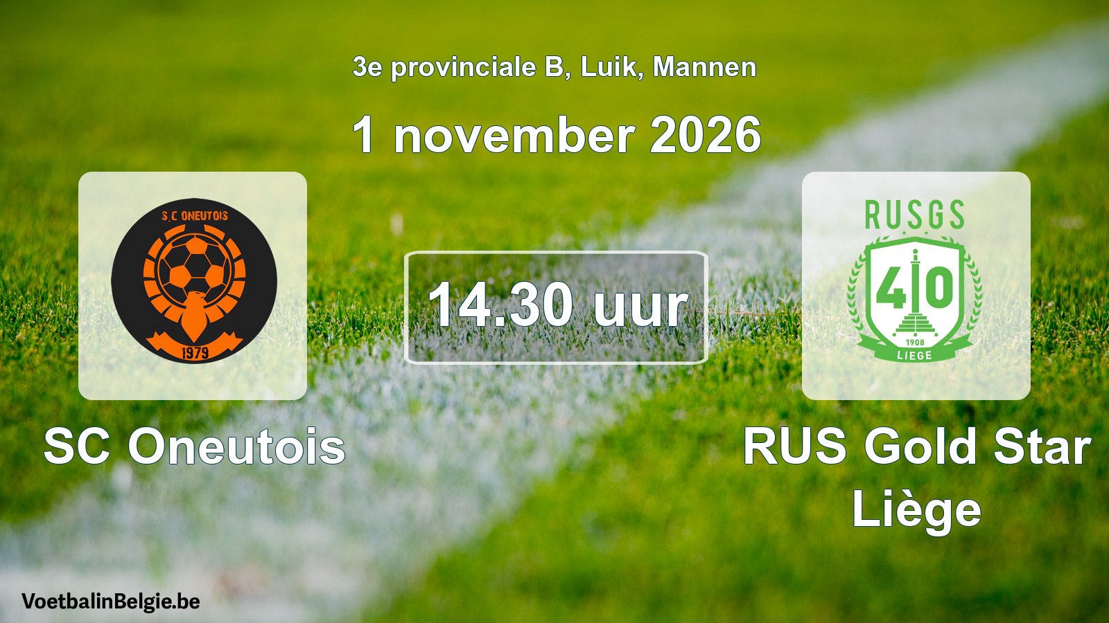 Geplande wedstrijd mannenvoetbal: SC Oneutois - RUS Gold Star Liège (1 november 2026)