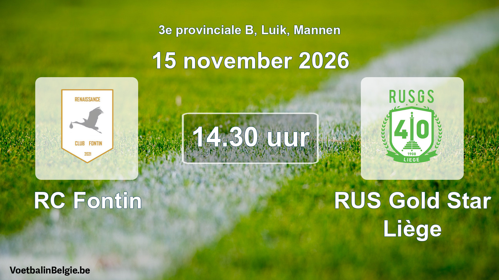 Geplande wedstrijd mannenvoetbal: RC Fontin - RUS Gold Star Liège (15 november 2026)