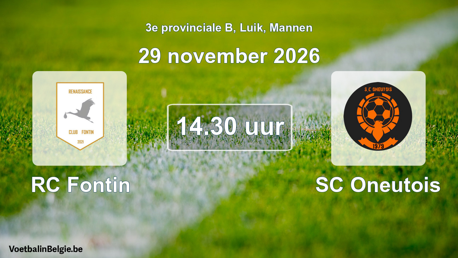 Geplande wedstrijd mannenvoetbal: RC Fontin - SC Oneutois (29 november 2026)