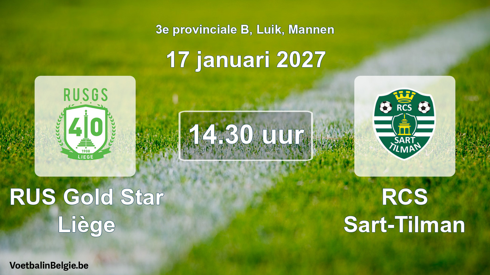 Geplande wedstrijd mannenvoetbal: RUS Gold Star Liège - RCS Sart-Tilman (17 januari 2027)