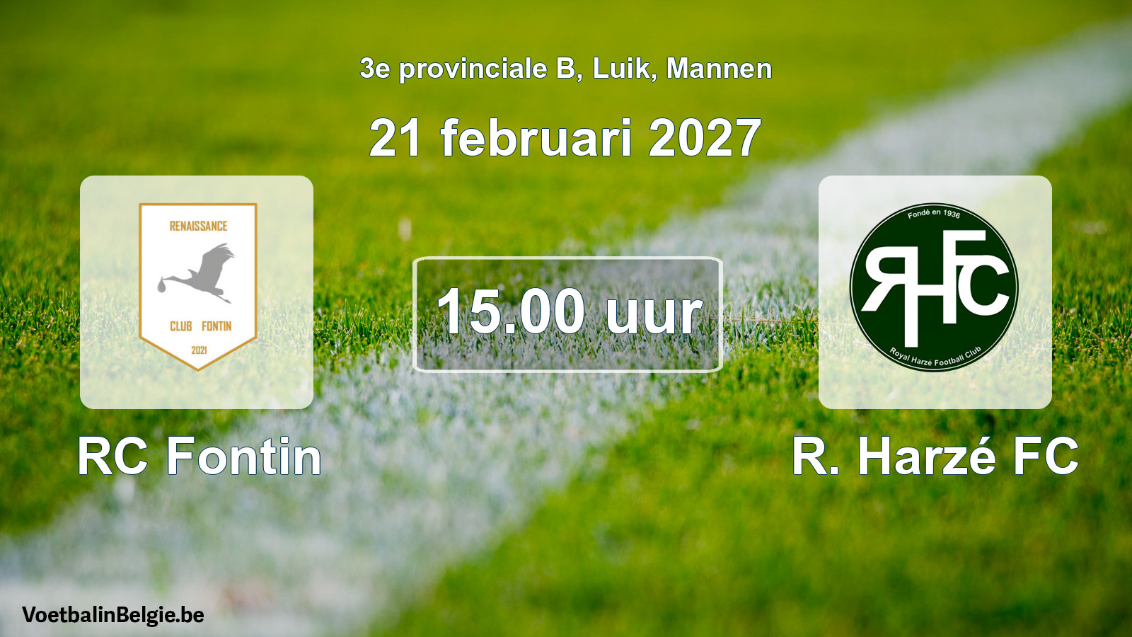 Geplande wedstrijd mannenvoetbal: RC Fontin - R. Harzé FC (21 februari 2027)