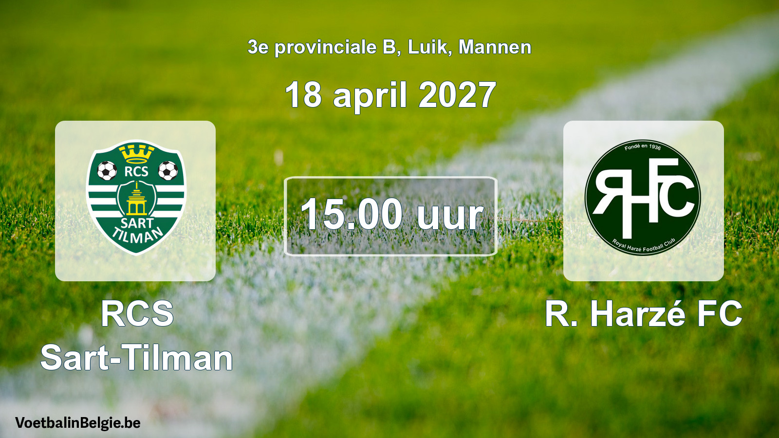 Geplande wedstrijd mannenvoetbal: RCS Sart-Tilman - R. Harzé FC (18 april 2027)