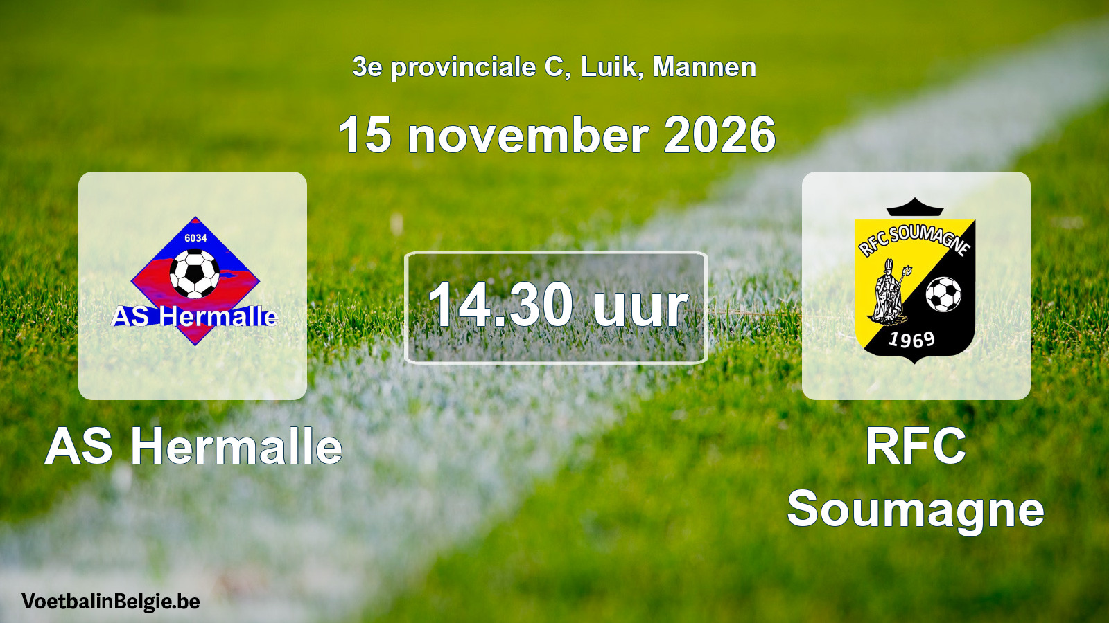 Geplande wedstrijd mannenvoetbal: AS Hermalle - RFC Soumagne (15 november 2026)