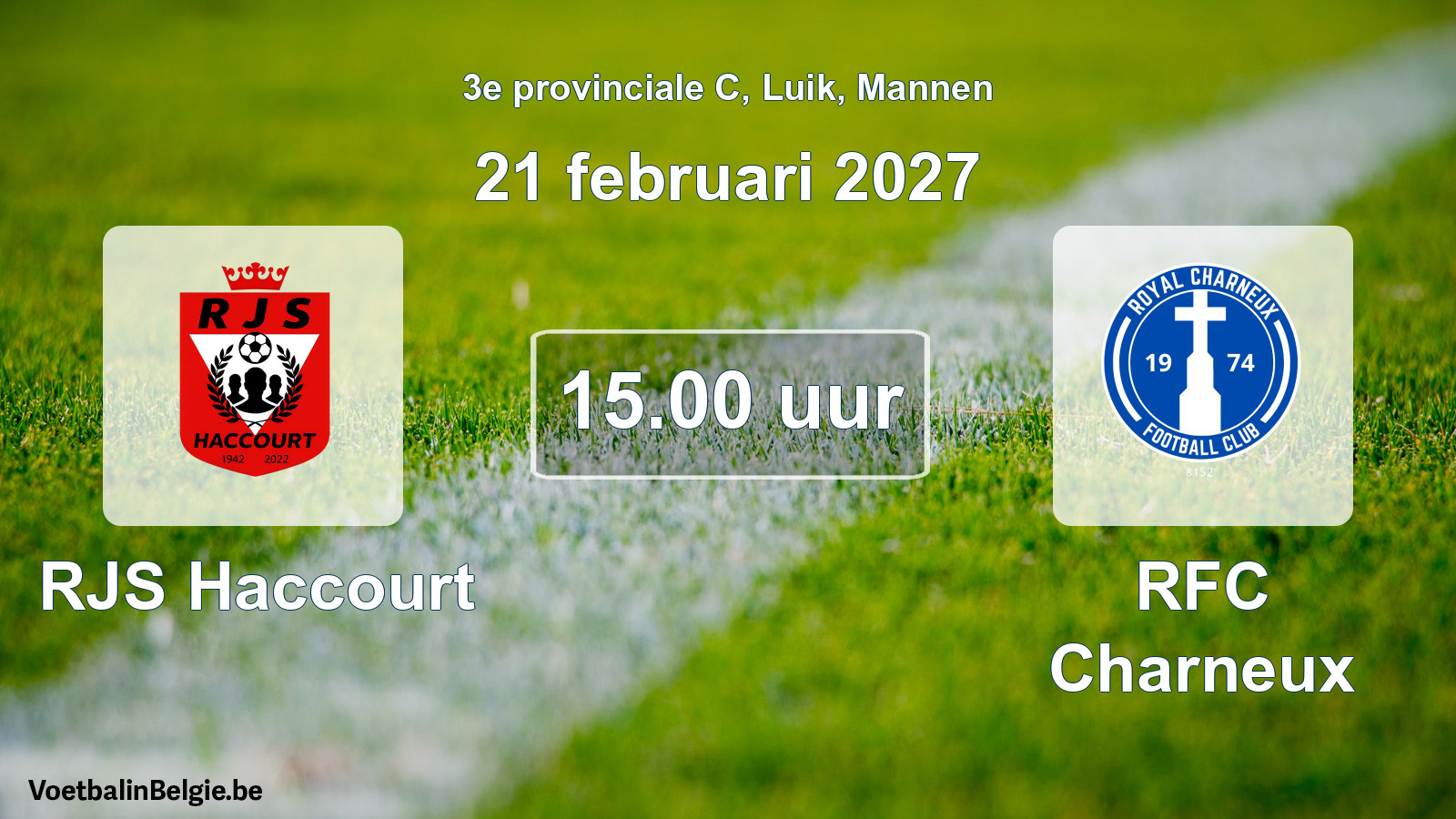 Geplande wedstrijd mannenvoetbal: RJS Haccourt - RFC Charneux (21 februari 2027)